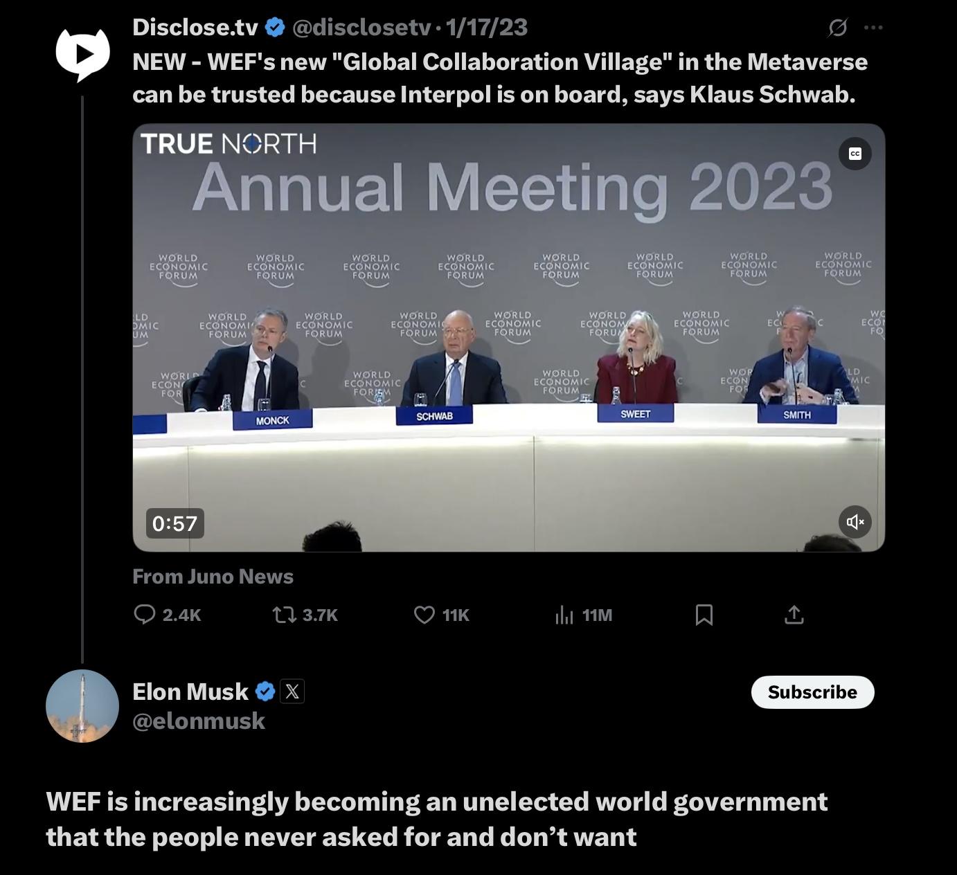 Elon Musk WEF Tweet